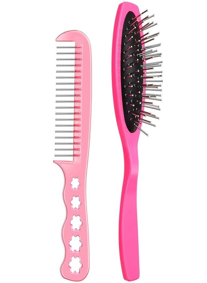 YoungJoy 2 Pcs Mini Hairbrush Play Wig Hair Brush in Pink Styling Accessories Hair Beauty Hair Care Tools Compatible with 18 and 14 Inch Item(Style 5) - Image 1